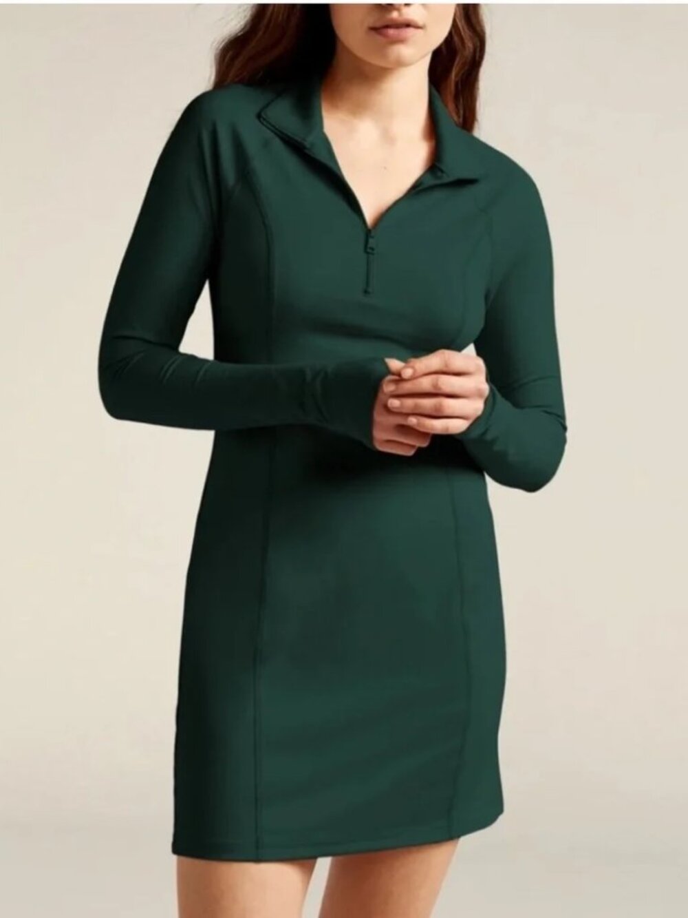 Beyond Yoga Heather Rib Westside Dress in Midnight Green Heather Size Small